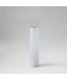 LED Bloklys 10cm høj, flammeeffekt, hvid - Ø5cm, 20cm høj, virker m. fjernbetj, timer, ægte stearin