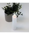 LED Bloklys 10cm høj, flammeeffekt, hvid - Ø5cm, 20cm høj, virker m. fjernbetj, timer, ægte stearin