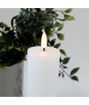 LED Bloklys 20cm høj, flammeeffekt, hvid - Ø5cm, 20cm høj, virker m. fjernbetj (ikke inkl.), timer, ægte stearin