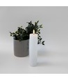 LED Bloklys 10cm høj, flammeeffekt, hvid - Ø5cm, 20cm høj, virker m. fjernbetj, timer, ægte stearin