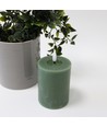 LED Bloklys 10cm høj, smelte-look, flammeeffekt - Ø7,5cm, 10cm høj, virker m. fjernbetj (ikke inkl.), ægte stearin, Dyb grøn