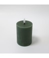 LED Bloklys 10cm høj, smelte-look, flammeeffekt - Ø7,5cm, 10cm høj, virker m. fjernbetj (ikke inkl.), ægte stearin, Dyb grøn