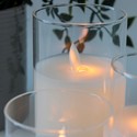 LED Bloklys sæt i glas Ø7,5cm, 3 stk, vippende flamme - Inkl. fjernbetjening og timer, 10/12,5/15cm høj, ægte stearin