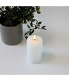 LED Bloklys 12,5cm høj, smelte-look, flammeeffekt - Ø7,5cm, 12,5cm høj, virker m. fjernbetj (ikke inkl.), timer, ægte stearin