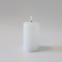 LED Bloklys 12,5cm høj, smelte-look, flammeeffekt - Ø7,5cm, 12,5cm høj, virker m. fjernbetj, timer, ægte stearin