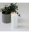 LED Bloklys 17,5cm høj, smelte-look, flammeeffekt - Ø7,5cm, 17,5cm høj, virker m. fjernbetj (ikke inkl.), timer, ægte stearin