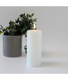 LED Bloklys 17,5cm høj, smelte-look, flammeeffekt - Ø7,5cm, 17,5cm høj, virker m. fjernbetj (ikke inkl.), timer, ægte stearin