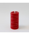 LED Bloklys med lyskæde, 15cm høj, flammeeffekt - Ø7,5cm, virker m. fjernbetj (ikke inkl.), ægte stearin, rød