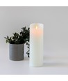 LED XL Bloklys 30cm høj, flammeeffekt, hvid - Ø10cm, 30cm høj, virker m. fjernbetj (ikke inkl.), timer, ægte stearin
