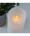 LED XL Bloklys 30cm høj, flammeeffekt, hvid - Ø10cm, 30cm høj, virker m. fjernbetj (ikke inkl.), timer, ægte stearin