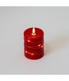 LED Bloklys med lyskæde, 10cm høj, flammeeffekt - Ø7,5cm, 10cm høj, virker m. fjernbetj (ikke inkl.), ægte stearin, rød