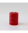 LED Bloklys med lyskæde, 10cm høj, flammeeffekt - Ø7,5cm, 10cm høj, virker m. fjernbetj (ikke inkl.), ægte stearin, rød