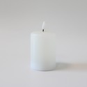 LED Bloklys 10cm høj, smelte-look, flammeeffekt - Ø7,5cm, 10cm høj, virker m. fjernbetj, ægte stearin