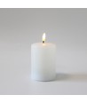LED Bloklys 10cm høj, smelte-look, flammeeffekt - Ø7,5cm, 10cm høj, virker m. fjernbetj (ikke inkl.), ægte stearin
