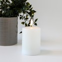 LED Bloklys 10cm høj, smelte-look, flammeeffekt - Ø7,5cm, 10cm høj, virker m. fjernbetj, ægte stearin