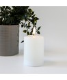 LED Bloklys 10cm høj, smelte-look, flammeeffekt - Ø7,5cm, 10cm høj, virker m. fjernbetj (ikke inkl.), ægte stearin
