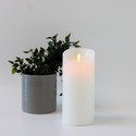 LED XL Bloklys 22,5cm høj, flammeeffekt, hvid - Ø10cm, 22,5cm høj, virker m. fjernbetj, timer, ægte stearin