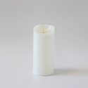 LED XL Bloklys 22,5cm høj, flammeeffekt, hvid - Ø10cm, 22,5cm høj, virker m. fjernbetj, timer, ægte stearin
