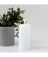LED Bloklys 15cm høj, smelte-look, flammeeffekt - Ø7,5cm, 15cm høj, virker m. fjernbetj (ikke inkl.), timer, ægte stearin