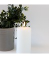 LED Bloklys 15cm høj, smelte-look, flammeeffekt - Ø7,5cm, 15cm høj, virker m. fjernbetj (ikke inkl.), timer, ægte stearin