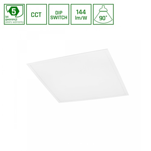 62x62 LED panel, 25/40/45W - Justerbar watt og CCT, 144lm/W, UGR19, 5 års garanti