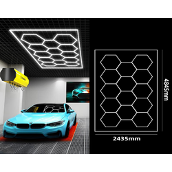 Loftslamper Hexagon LED 14 felter + ramme komplet sæt - 591W, inklusiv strømtilslutning