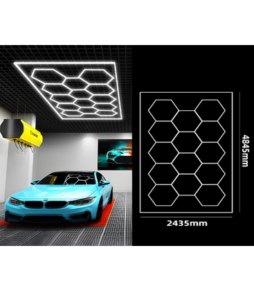 Hexagon LED 14 felter + ramme komplet sæt - RA95, 591W, inklusiv strømtilslutning