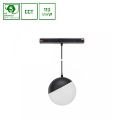 Spectrum LED System Shift CCT- Globe P nedhængt Sphere skinne lys Ø100, 815mm kabel, 5W, 165°, sort, CCT switch.