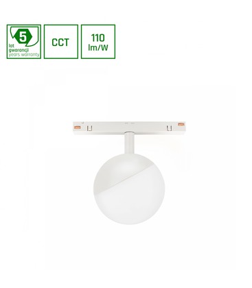 System Shift CCT- Globe Sphere skinnelys Ø100x130mm, 5W, 165°, hvid, CCT switch.