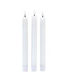 3-pak hvide LED stearinlys, flammeeffekt - Ø2,2cm, Højde: 24,5cm, stagelys, inkl. fjernb., timer, batteri