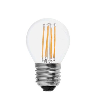 V-Tac 4W LED kronepære - 3-trin dæmpbar, G45, kultråd, klart glas, E27