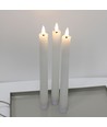 3-pak hvide LED stearinlys, flammeeffekt - Ø2,2cm, Højde: 24,5cm, kronelys, inkl. fjernb., timer