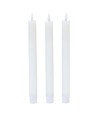 3-pak hvide LED stearinlys, flammeeffekt - Ø2,2cm, Højde: 24,5cm, kronelys, inkl. fjernb., timer