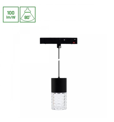 7W SHIFT BASIC HANGIT CRISTAL skinnespot til 48V - 100lm/W, neutral hvid, 110cm wire, til magnetisk skinne