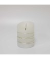 LED Bloklys med lyskæde, 10cm høj, flammeeffekt - Ø7,5cm, 10cm høj, virker m. fjernbetj (ikke inkl.), ægte stearin