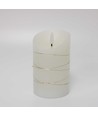 LED Bloklys med lyskæde, 12,5cm høj, flammeeffekt - Ø7,5cm, 12,5cm høj, virker m. fjernbetj (ikke inkl.), ægte stearin