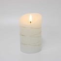 LED Bloklys med lyskæde, 12,5cm høj, flammeeffekt - Ø7,5cm, 12,5cm høj, virker m. fjernbetj, ægte stearin