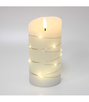 LED Bloklys med lyskæde, 15cm høj, flammeeffekt - Ø7,5cm, 15cm høj, virker m. fjernbetj, ægte stearin LED Bloklys med lyskæde, 15cm høj, flammeeffekt - Ø7,5cm, 15cm høj, virker m. fjernbetj, ægte stearin