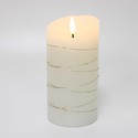 LED Bloklys med lyskæde, 15cm høj, flammeeffekt - Ø7,5cm, 15cm høj, virker m. fjernbetj, ægte stearin