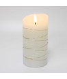 LED Bloklys med lyskæde, 15cm høj, flammeeffekt - Ø7,5cm, 15cm høj, virker m. fjernbetj (ikke inkl.), ægte stearin