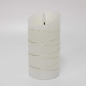 LED Bloklys med lyskæde, 15cm høj, flammeeffekt - Ø7,5cm, 15cm høj, virker m. fjernbetj, ægte stearin
