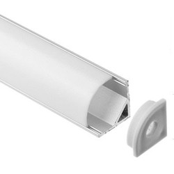 230V Alu hjørneprofil 16x16 til LED strip - 1 meter, inkl. mælkehvidt cover, klips og endestykker
