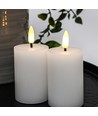 LED Bloklys, 2 stk, flammeeffekt, hvid - 7,5cm høj, Ø5cm, virker med fjernbetj (ikke inkl.), ægte stearin
