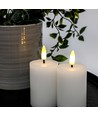 LED Bloklys, 2 stk, flammeeffekt, hvid - 7,5cm høj, Ø5cm, virker med fjernbetj (ikke inkl.), ægte stearin