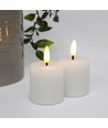 LED Bloklys, 2 stk, flammeeffekt, hvid - 5cm høj, Ø5cm, virker med fjernbetj (ikke inkl.), ægte stearin