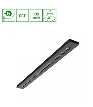 WLD - Plank, 20W/30W/40W, CCT, 230V, 40°, IP20, 1195x100x25, Sort.