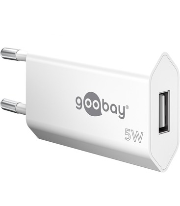USB oplader 5W - Hvid, USB-A, perfekt til mobil og lamper