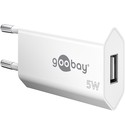 USB oplader 5W - Hvid, USB-A, perfekt til mobil og lamper