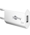USB oplader 5W - Hvid, USB-A, perfekt til mobil og lamper