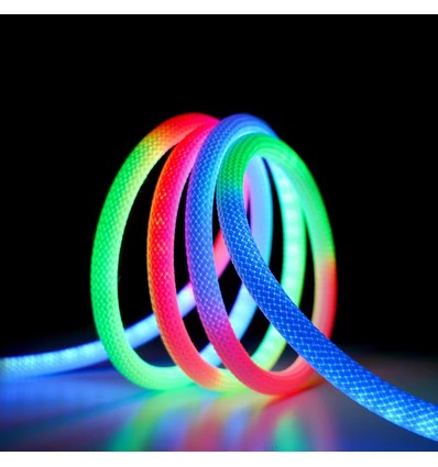 5m RGBIC Neon flex slange - USB, Vævet reb, Bluetooth App, fjernbetjening, Komplet sæt